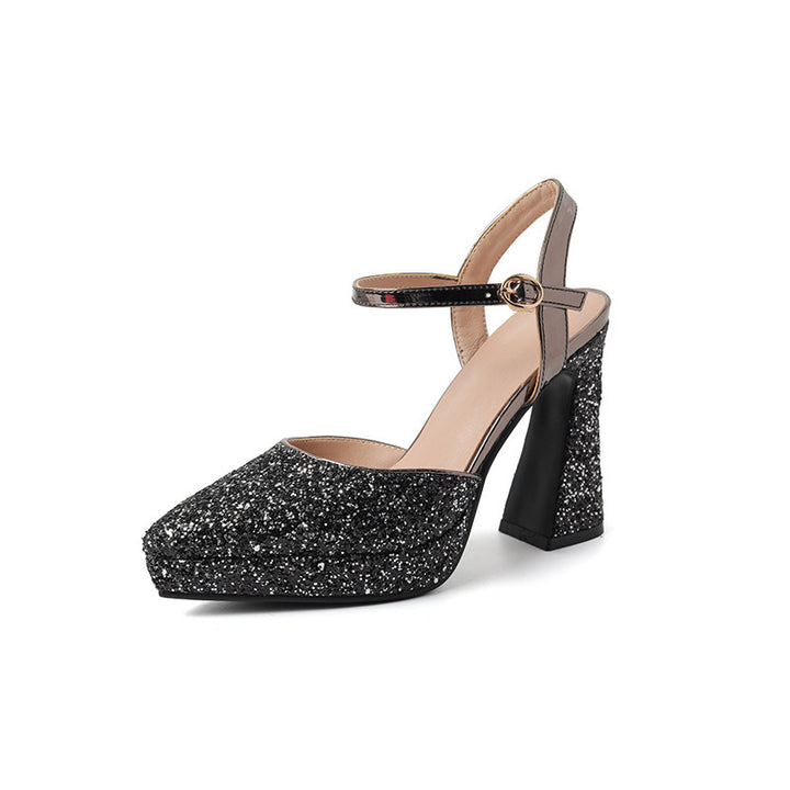 Femme Glamorous Glitter Blokhæl Sandaler Stilla