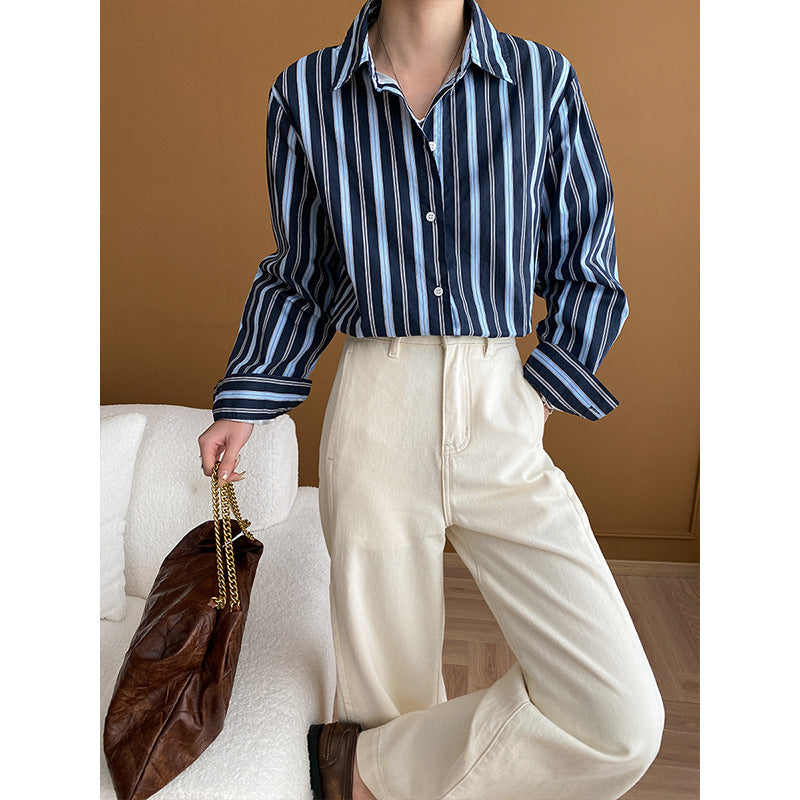 Kvinders klassiske bluse med stribet design og moderne snit Stilla