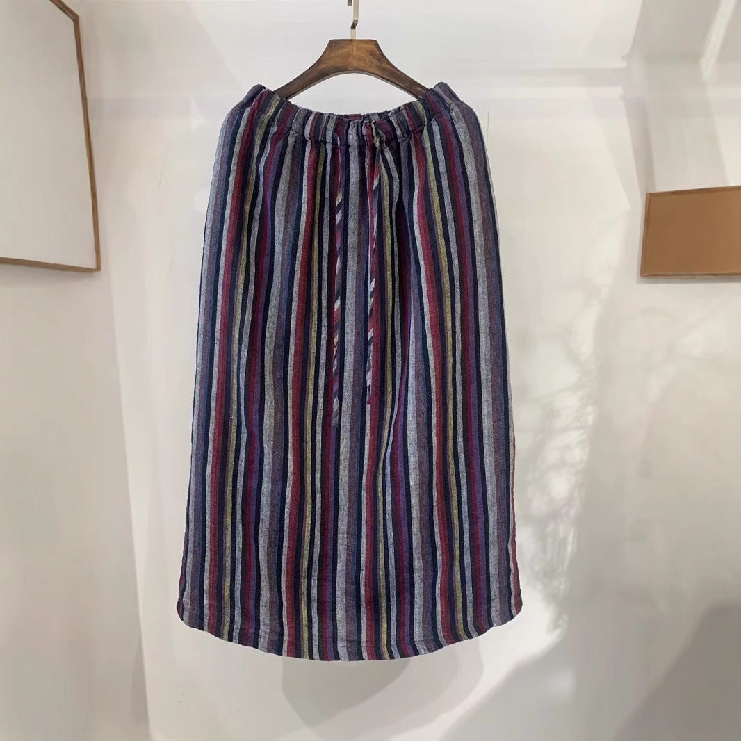 Femme Stribet Løs Maxi-Nederdel Stilla