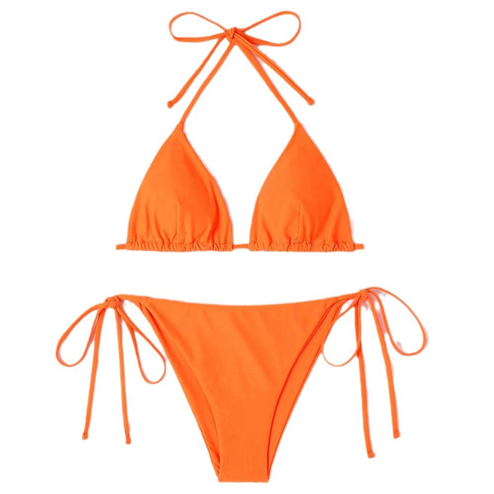 Dame triangel-bikini med justerbare bindebånd og raffinerede detaljer Skovae