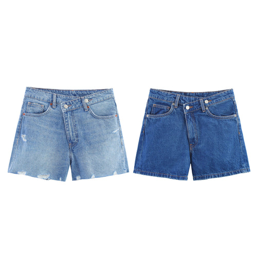Femme Rivet Høj Talje Denim Shorts Stilla