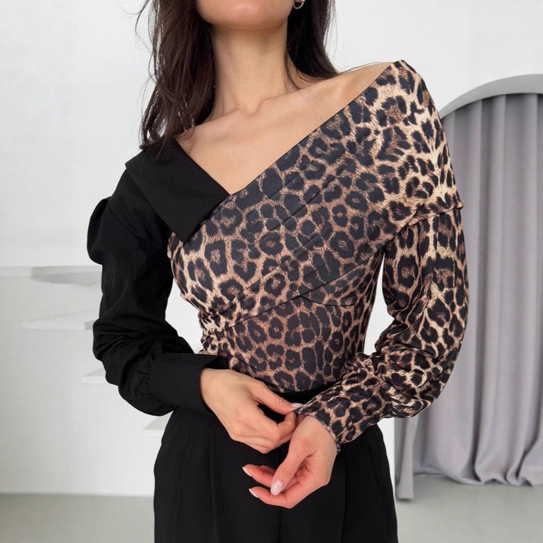 Dame Elegant off-the-shoulder top med dyremotiv Stilla