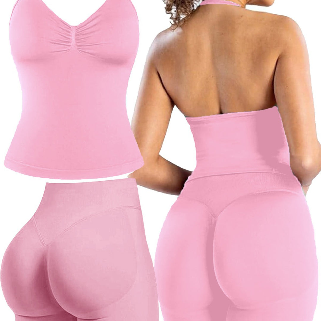 Dame sports top med push-up effekt og figurskabende shorts Skovae