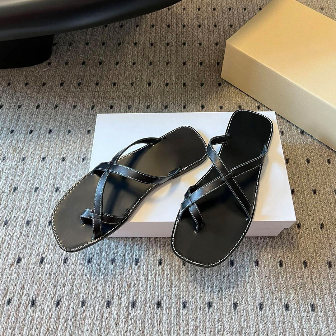 Dame Krydsrem Flad Sandal Stilla