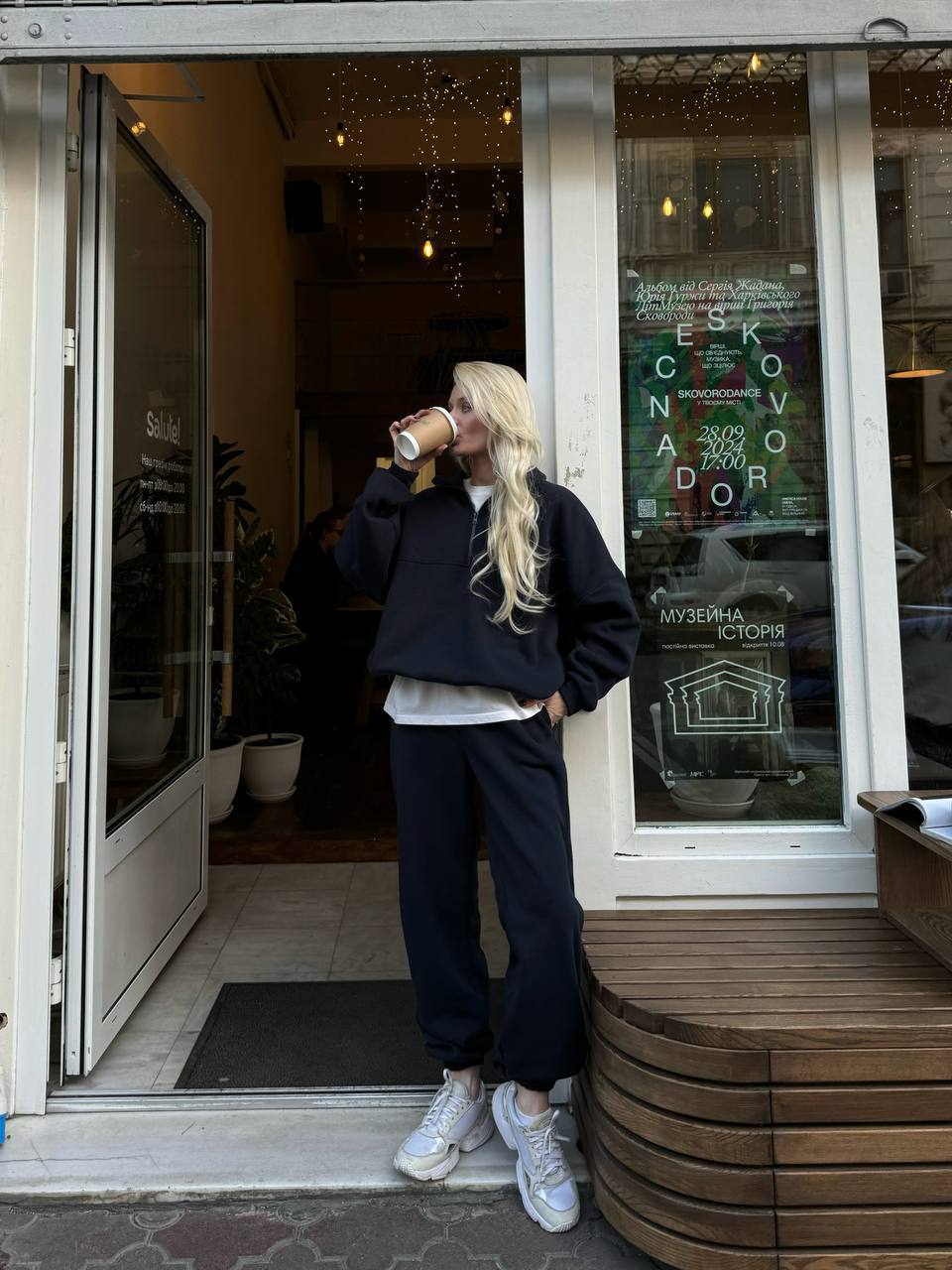 Dame afslappet sweatshirt-sæt med elastisk kant Stilla