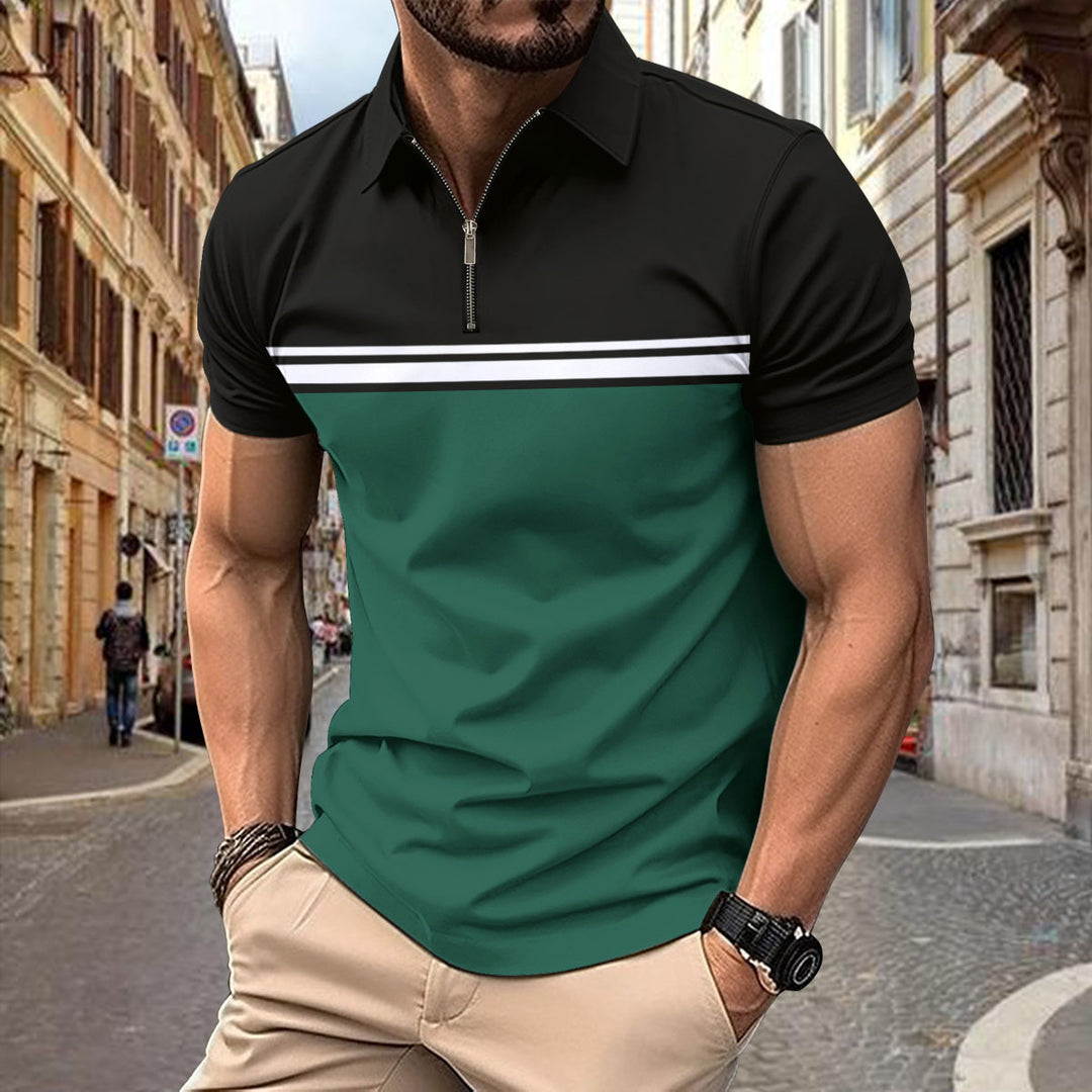 Herrer Sporty Poloshirt med moderigtige lynlås Stilla