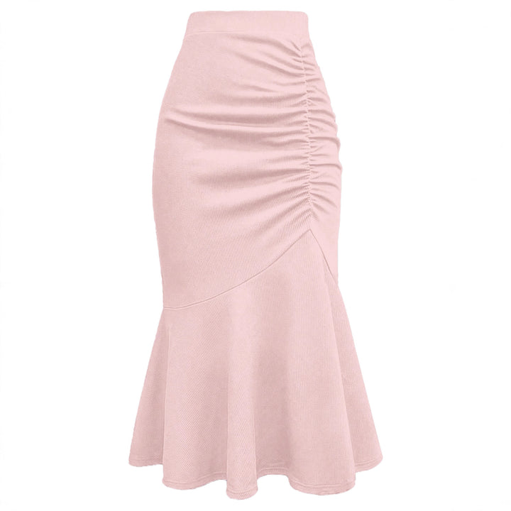 Dame elegant midiskørt med asymmetrisk snit og rynkning