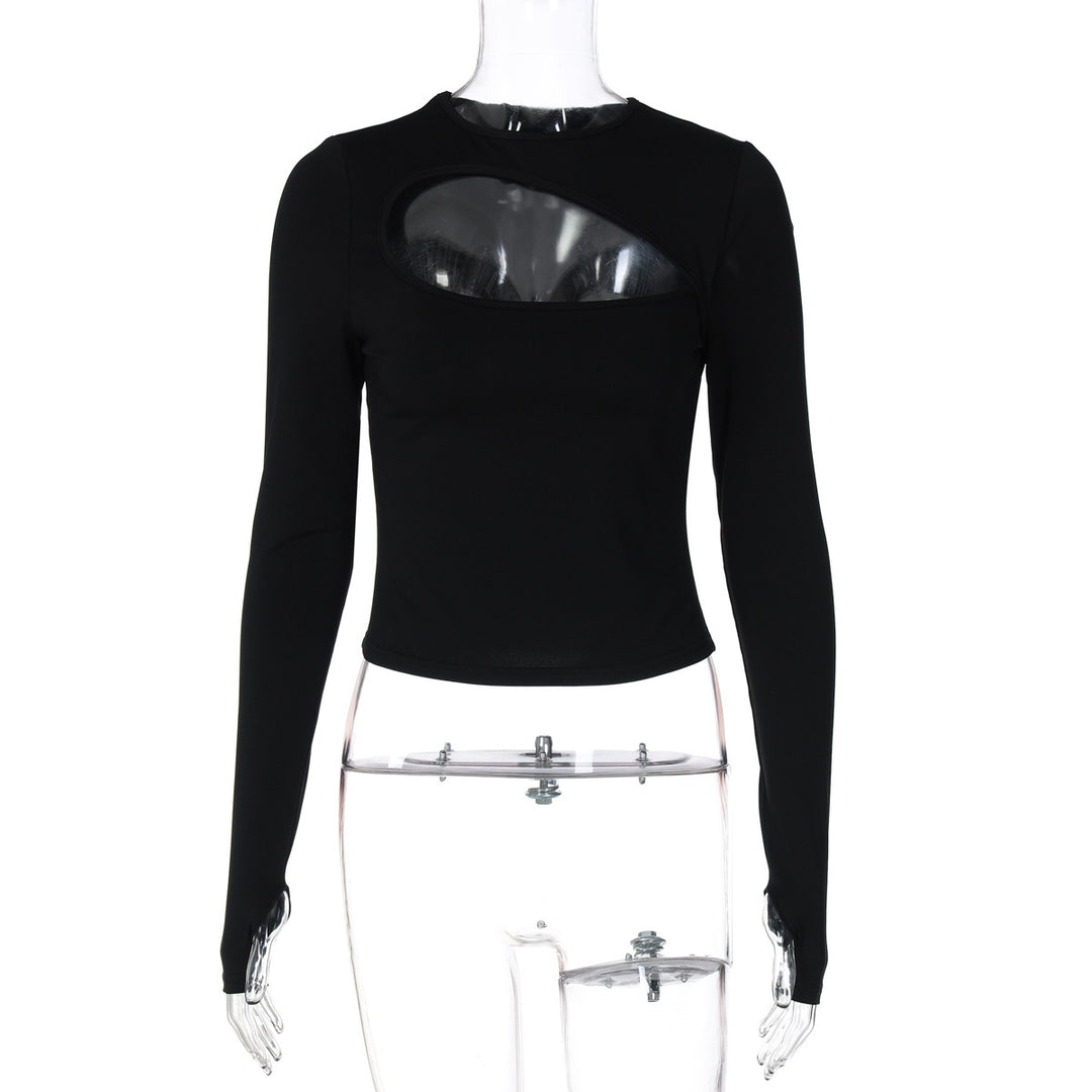 Dame Langærmet Body med unikt Cut-Out og fashionable Glitterelementer Stilla