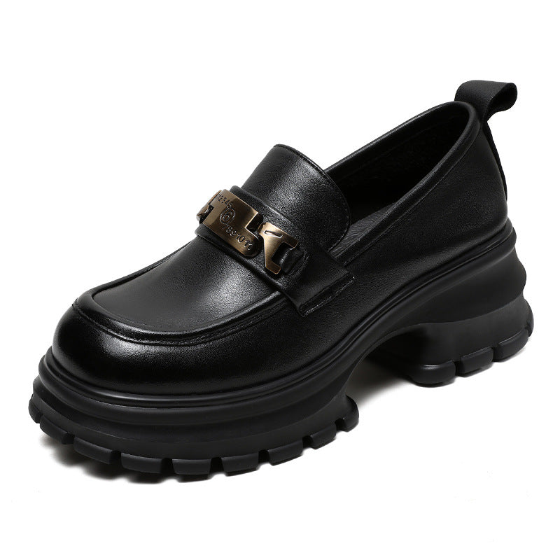 Dame Chunky Platform Loafers med dekorative metal accenter Stilla