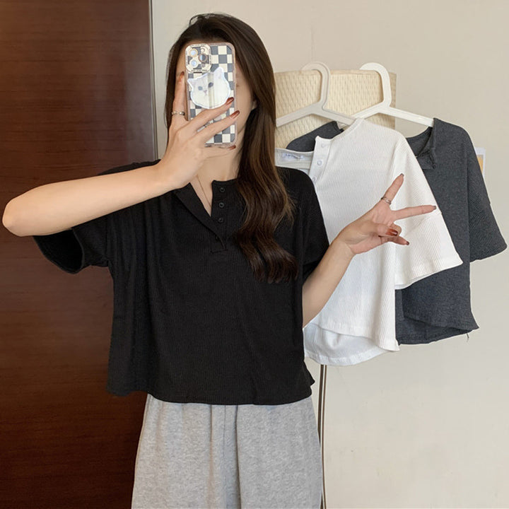 Femme Casual Knap-Op Ribtop Stilla