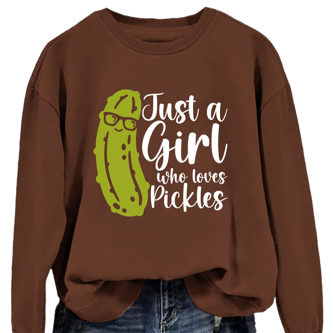 Kvinders sweatshirt med humoristisk agurkmotiv og afslappet pasform Stilla
