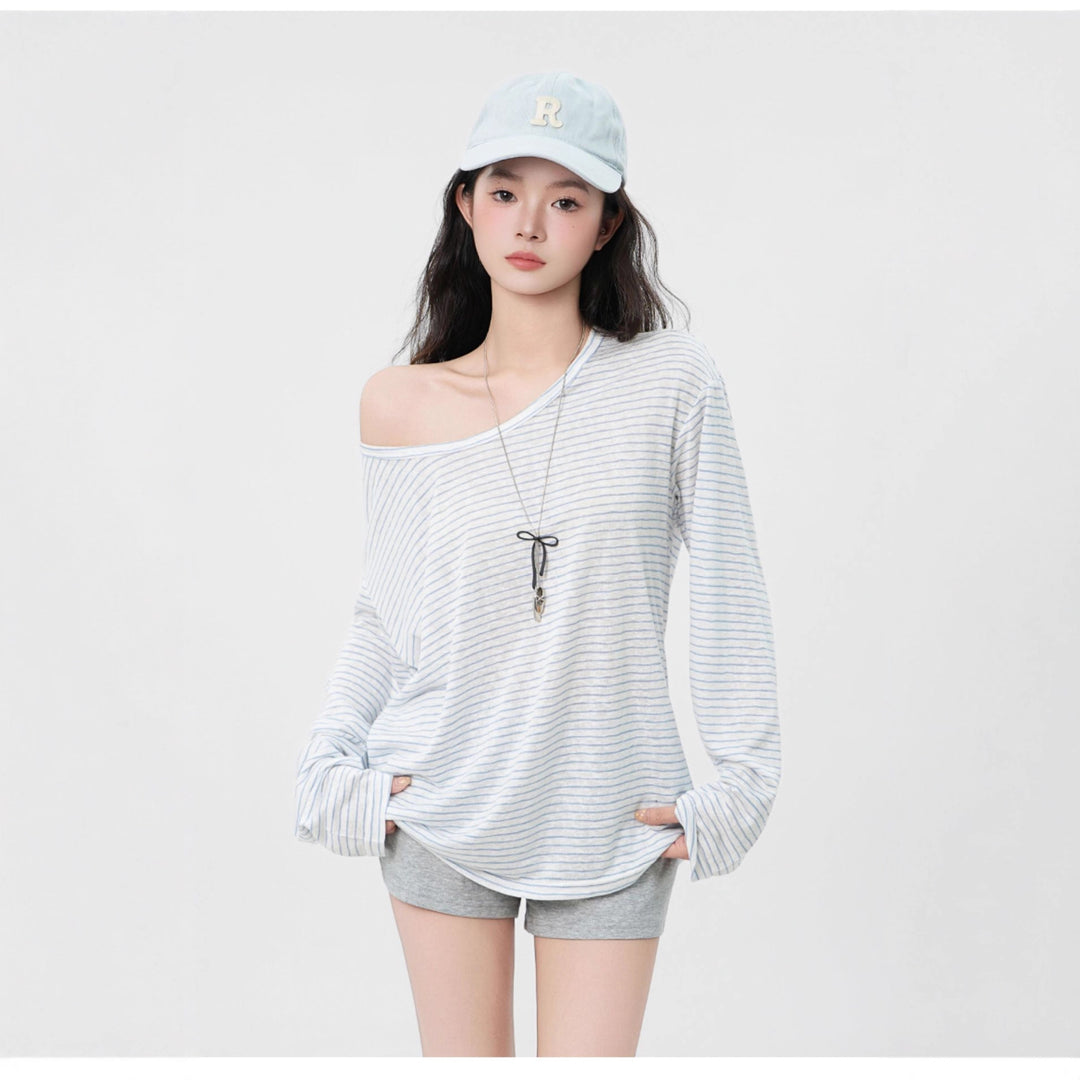 Kvinders afslappede langærmet t-shirt med asymmetrisk design Stilla
