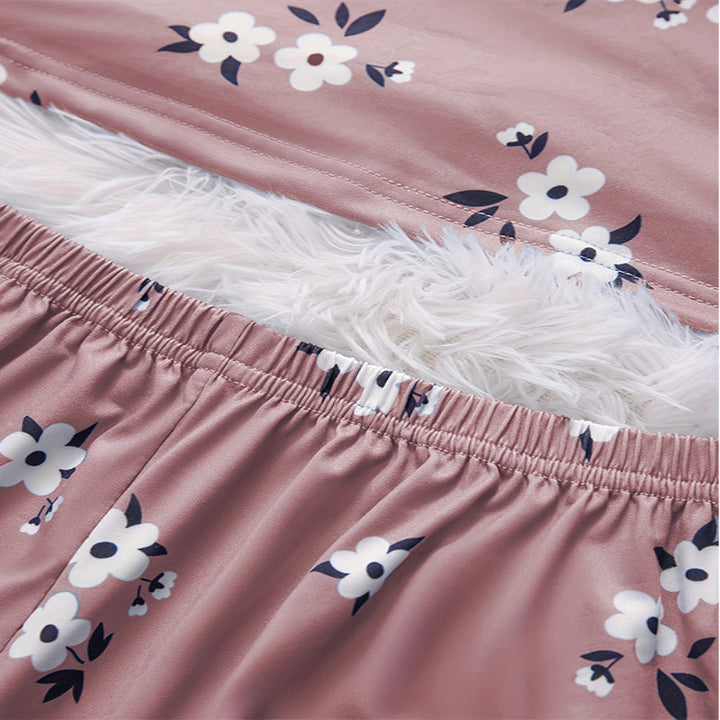 Dame kortærmet pyjamas-sæt med blomstermotiv og elastisk talje Stilla