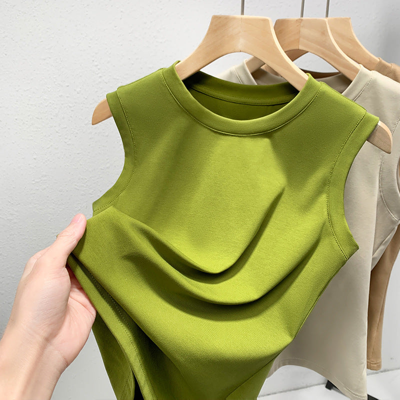Dame ærmeløs top med elegant draperingsdesign Stilla