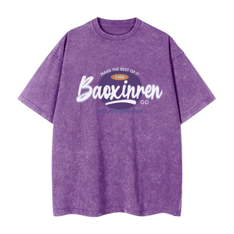 Dame T-shirt med afslappet vintage-print og trendy skrift Stilla