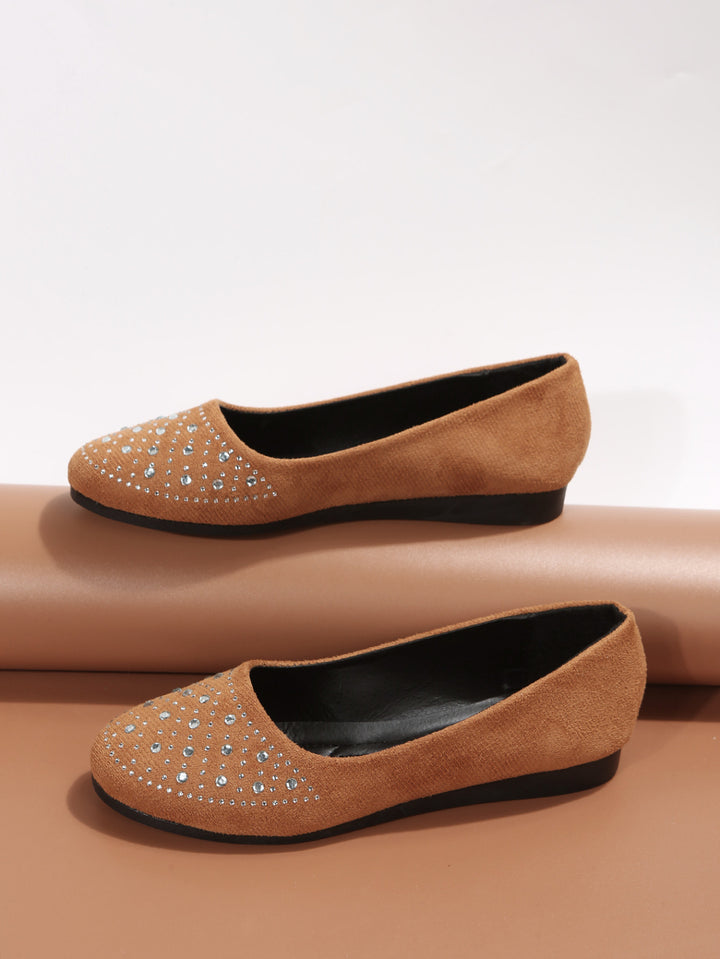 Dame Ballerina-sko med elegante strass-applikationer Stilla