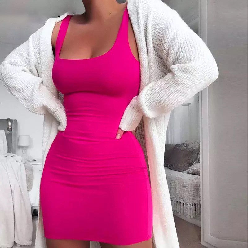 Dame Bodycon Minikjole med brede stropper og tætsiddende silhuet Skovae