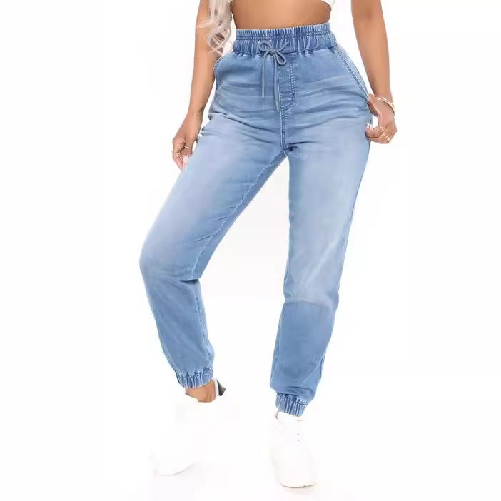Dame joggingbukser i blødt denim med justerbar kant Stilla