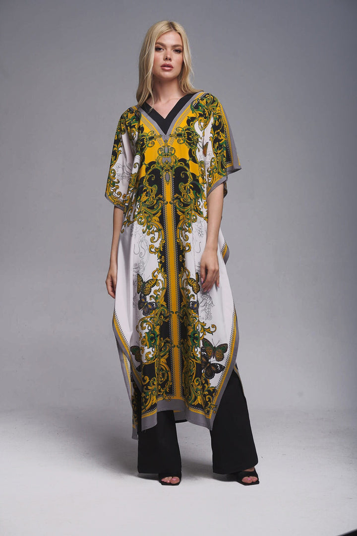Dame Kaftan med kunstnerisk mønster og frisk design Stilla