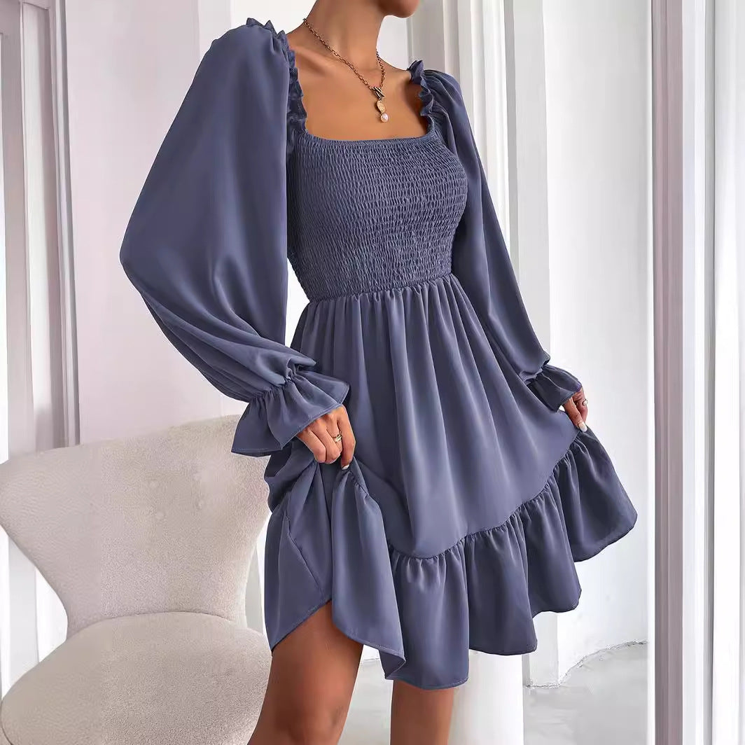 Dame sommerkjole med elastisk bustier og volanger Stilla