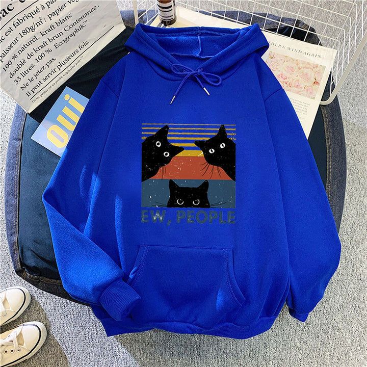Kvinders hoodie med stilfuld kattemotiv og inspirerende tekst Skovae