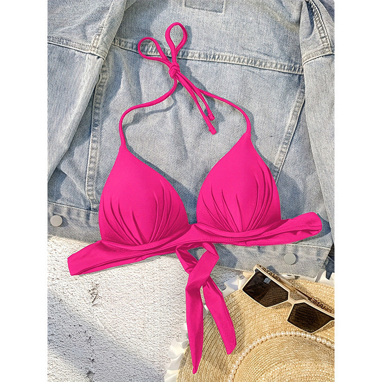 Dame triangel-bikini med moderne knude-design Skovae