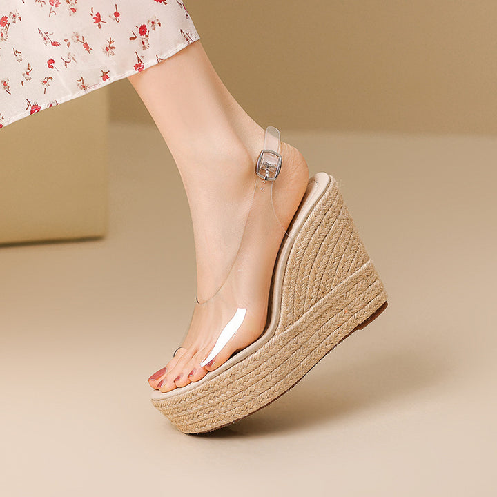 Femme Open-Toe Wedge Sandaler med Slingback-Design Stilla