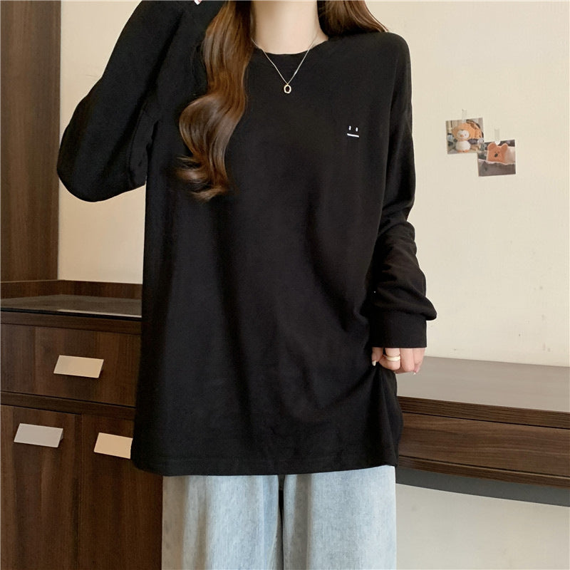 Dame Relaxed Fit Langærmet T-shirt med minimalistisk grafik Stilla