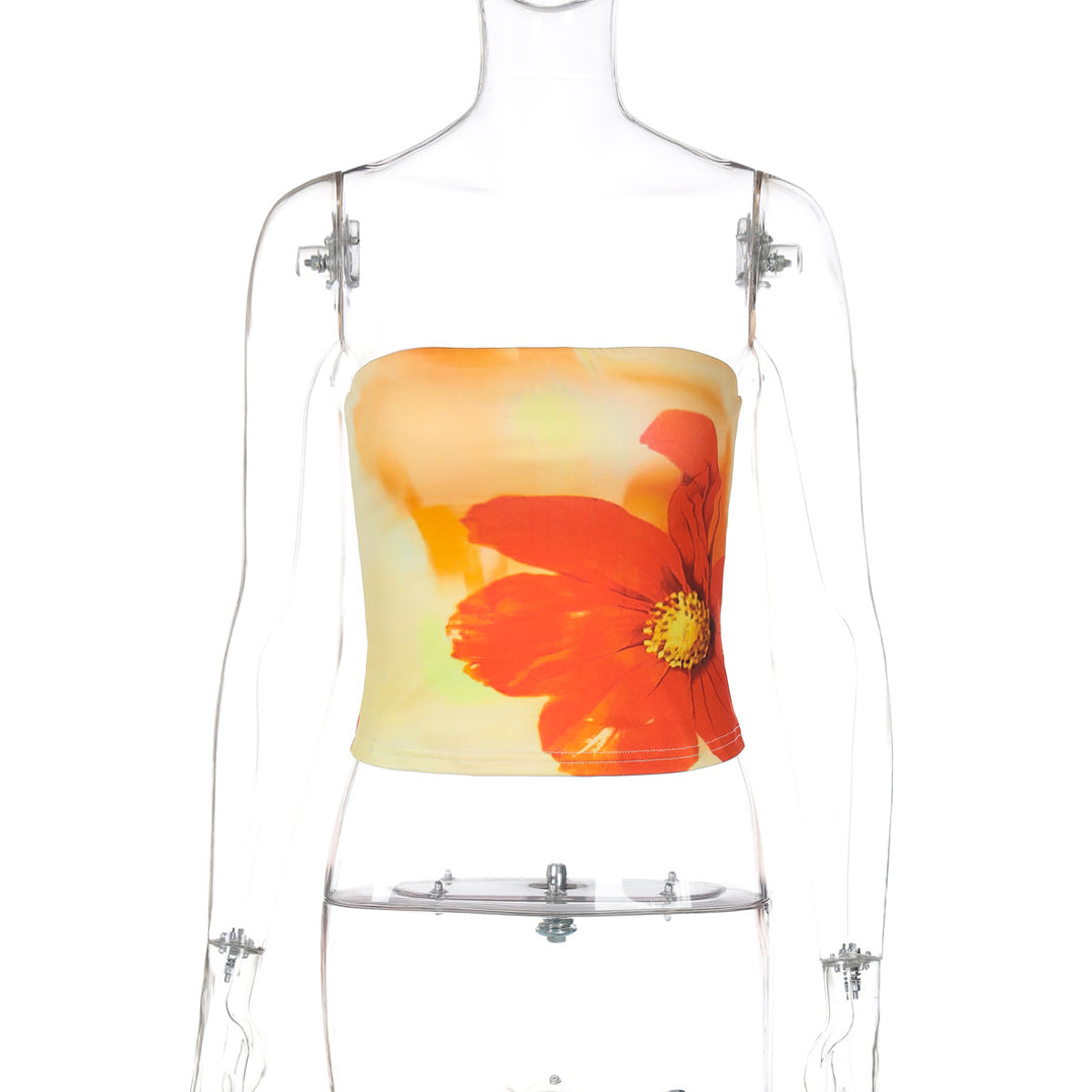 Dame blomstret bandeau top Skovae