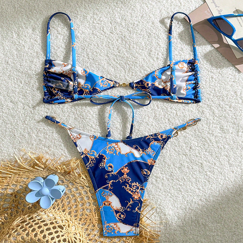 Dame Triangel-Bikini med elegant design og gyldne detaljer Skovae