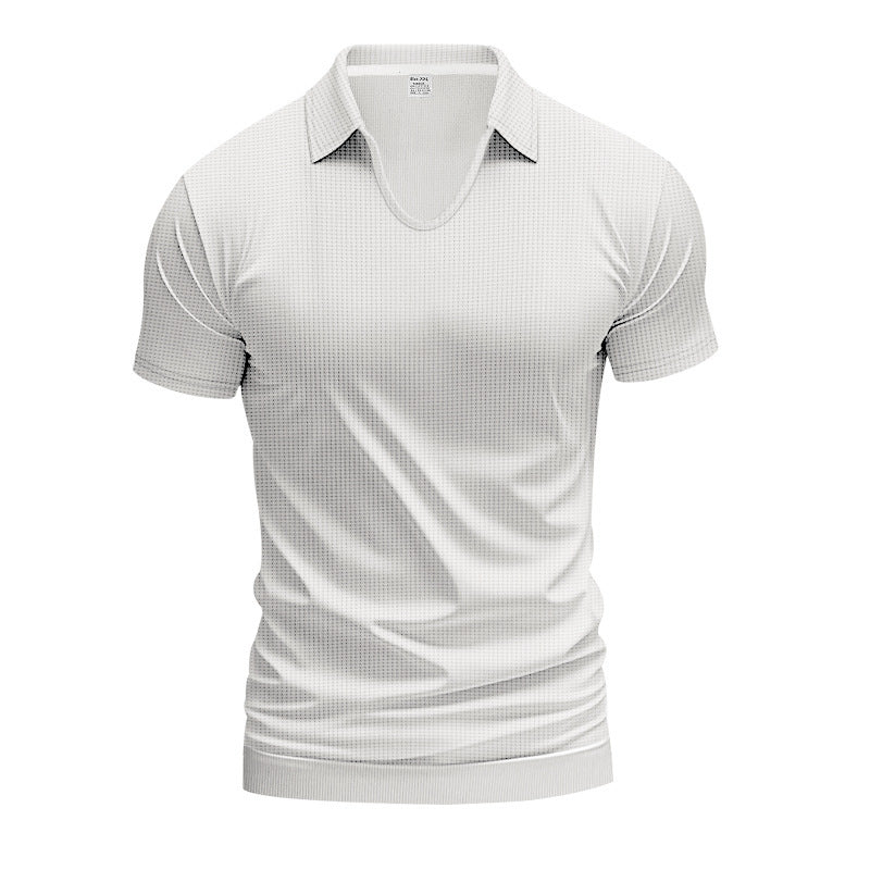 Herre kortærmet poloshirt med struktureret vaflemønster og moderne snit Stilla