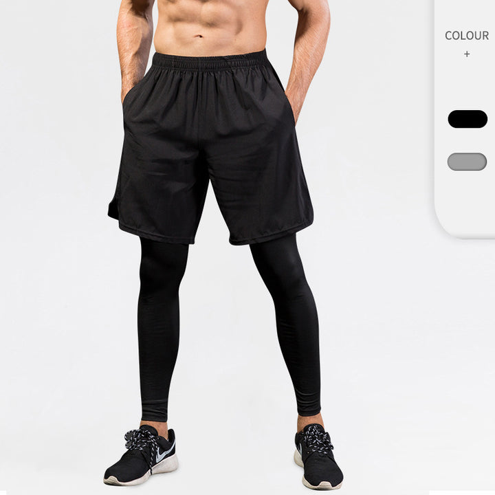 Herrer træningsshorts med integrerede kompressionsleggings og praktisk elastisk talje Stilla