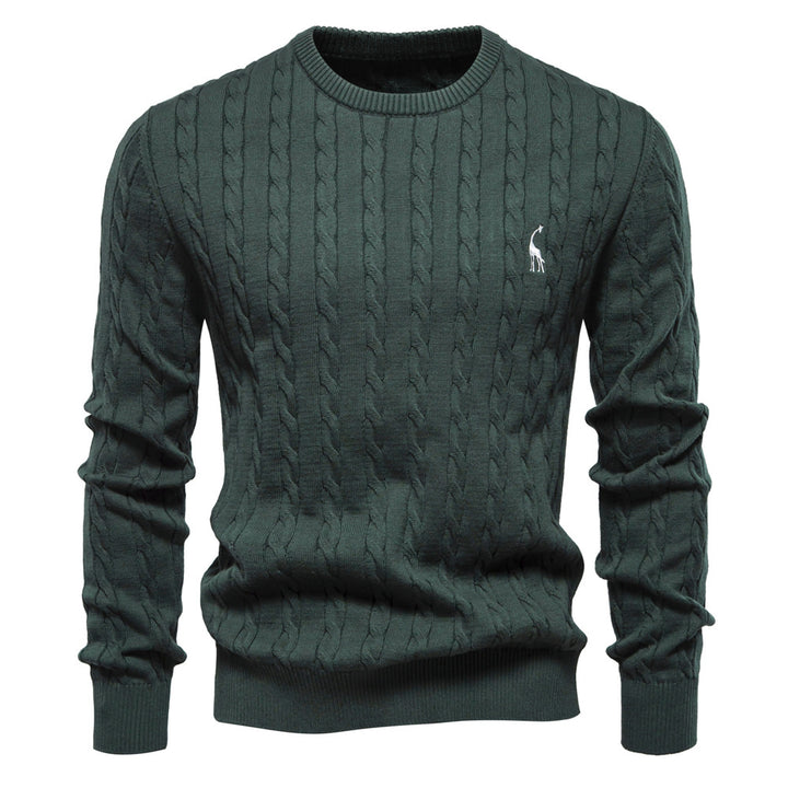 Herrer strikpullover med trendy fletstrik-optik og rund halsudskæring Stilla