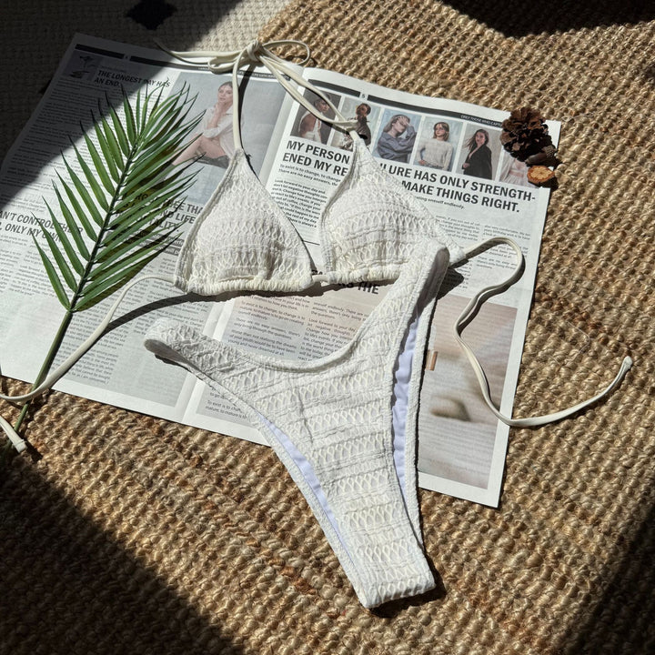 Dame Bikini-sæt med fint ribmønster og justerbare stropper Stilla