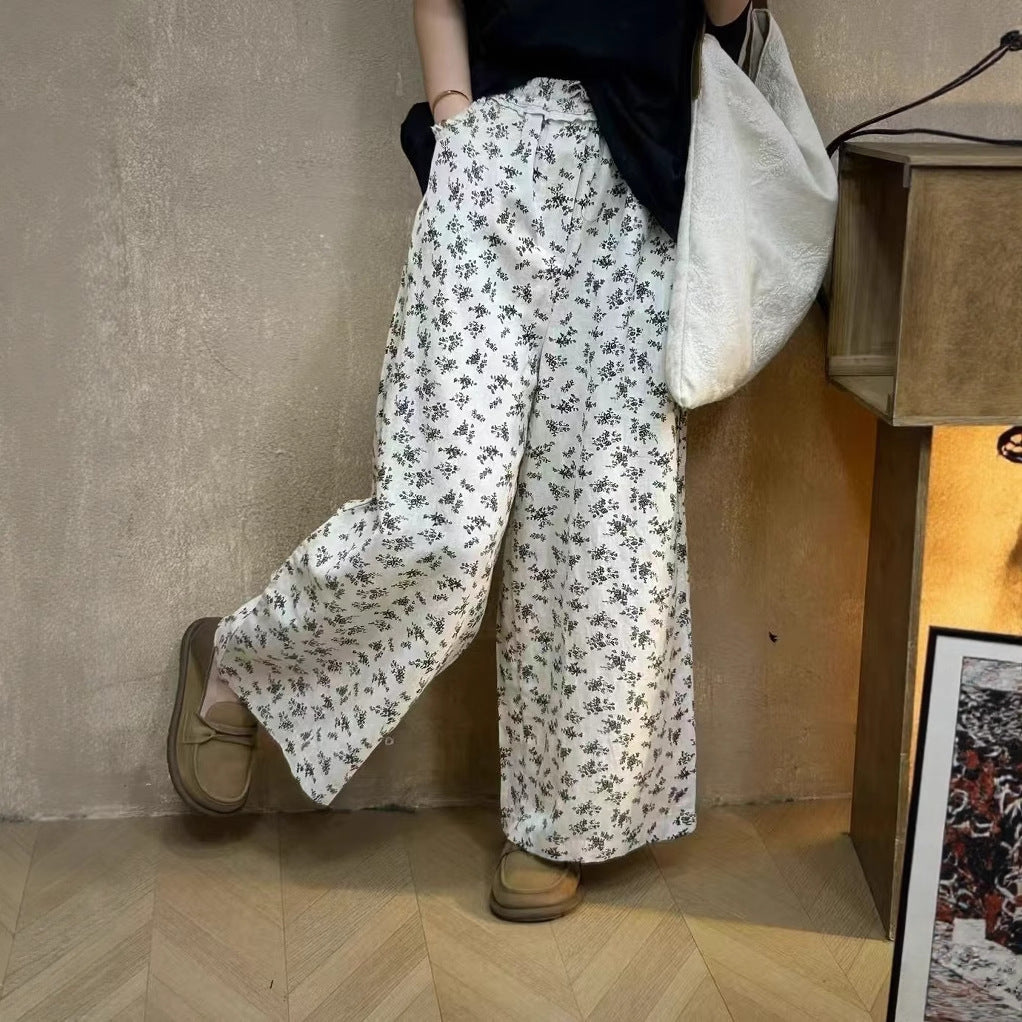 Femme Højtaljede Floralprint Bredde-Bukser Stilla