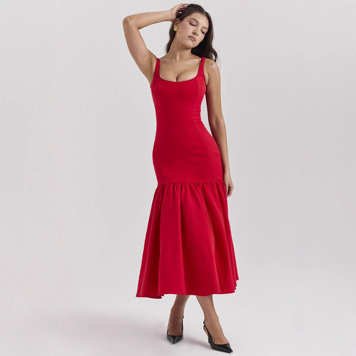 Kvinder Glamourøs Maxi Kjole med Flared Skirt og Fitted Top Stilla