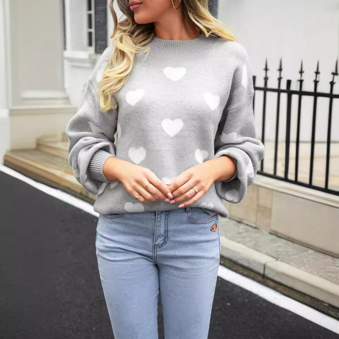 Kvinders afslappede sweater med hjerter og moderne snit Stilla