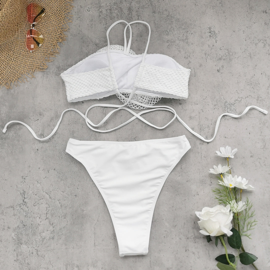 Dame Bikini-sæt med florale spidser og finnet netovertræk Stilla