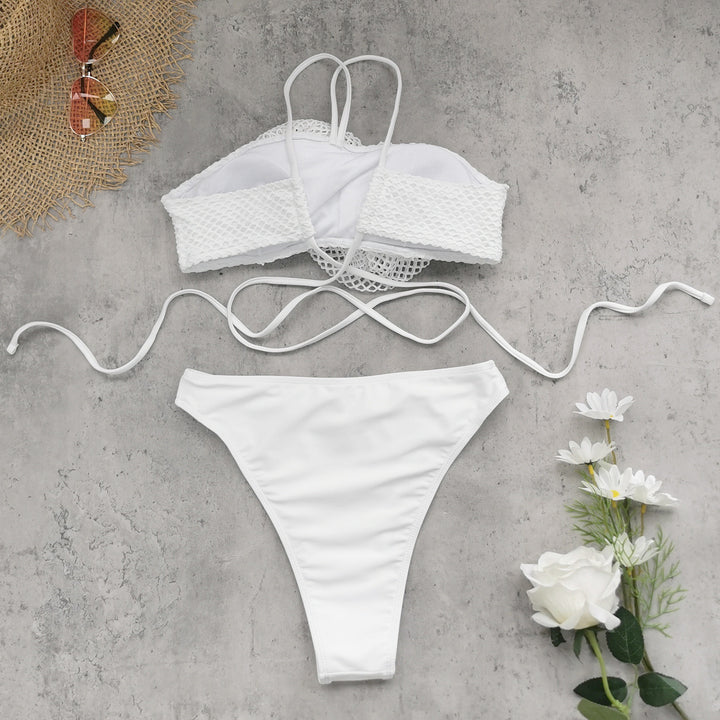 Dame Bikini-sæt med florale spidser og finnet netovertræk Stilla