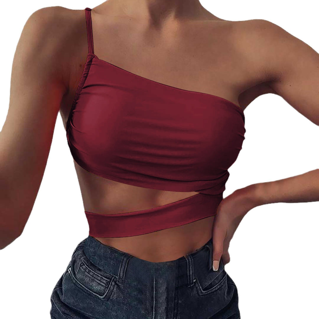 Dame Asymmetrisk Crop-Top med raffineret omslagdesign Stilla