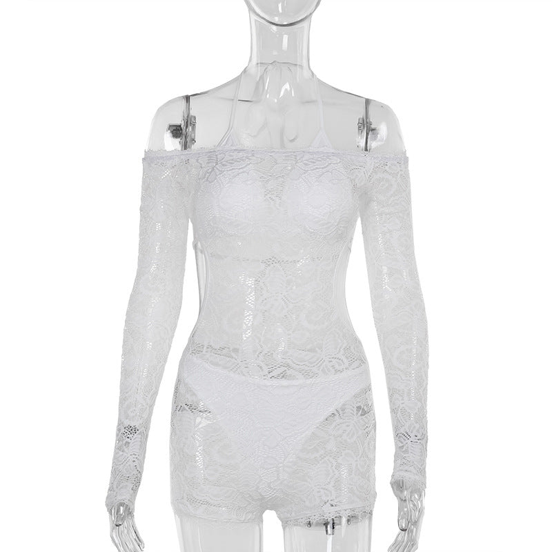 Dame blonde top med skulderfri design og lange ærmer Skovae