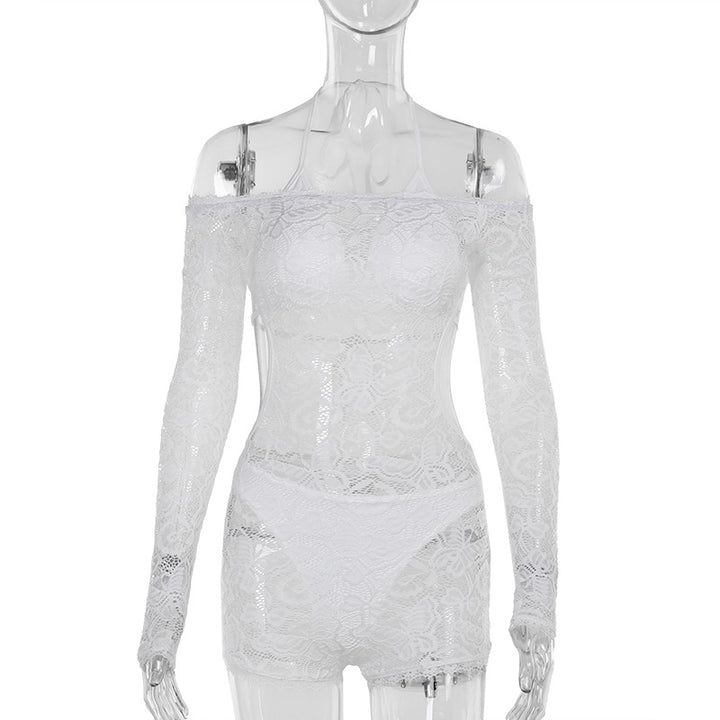 Dame blonde top med skulderfri design og lange ærmer Skovae