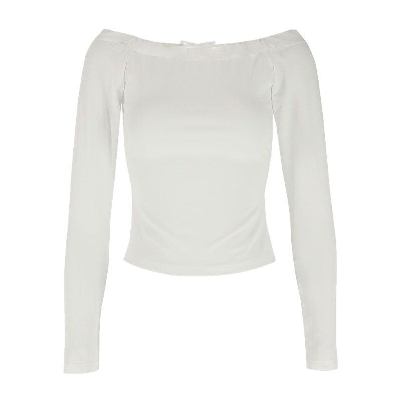 Dame Off-Shoulder Langeærmet Top med delikat Rüschedetalje Skovae
