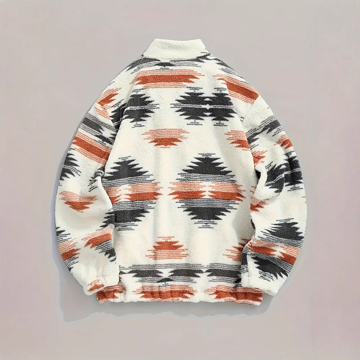 Dame Fleece-trøje med moderne lynlås og farverigt design Stilla