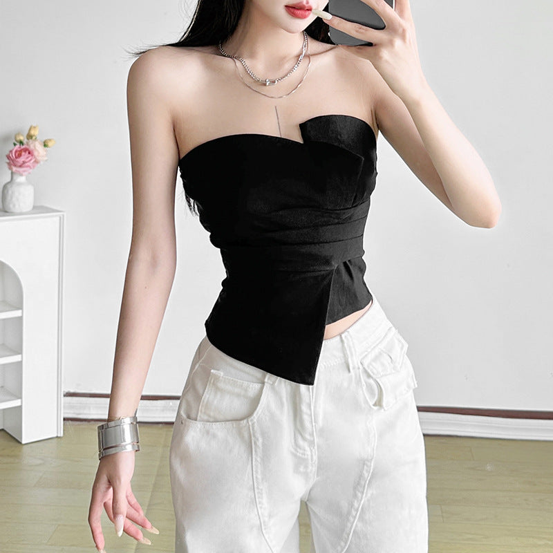 Dame Bustier top med trendy indpakningsdesign Stilla