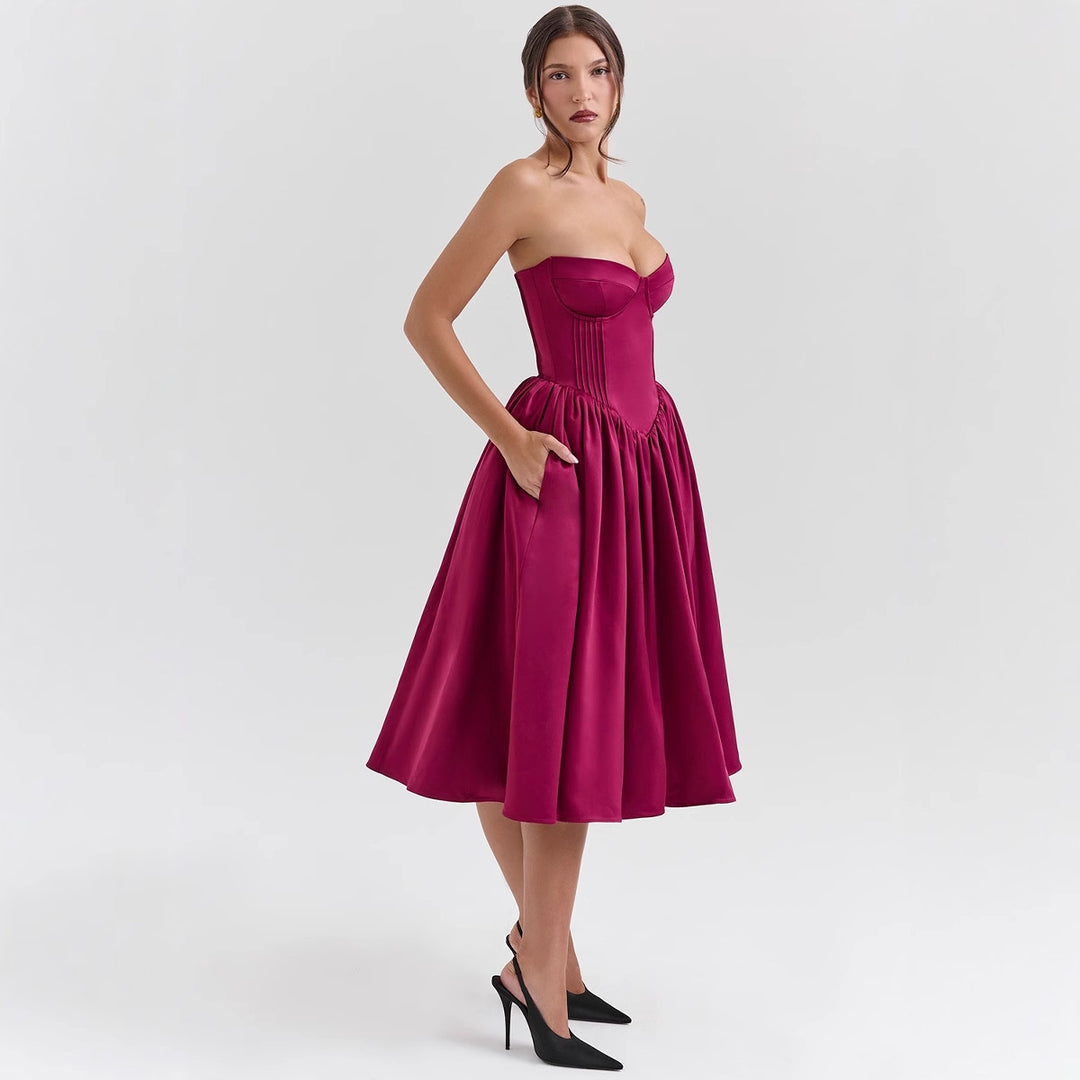 Dame couture kjole i off-the-shoulder design med rummelig nederdel Skovae