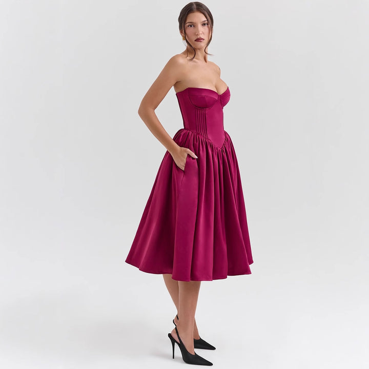 Dame couture kjole i off-the-shoulder design med rummelig nederdel Skovae