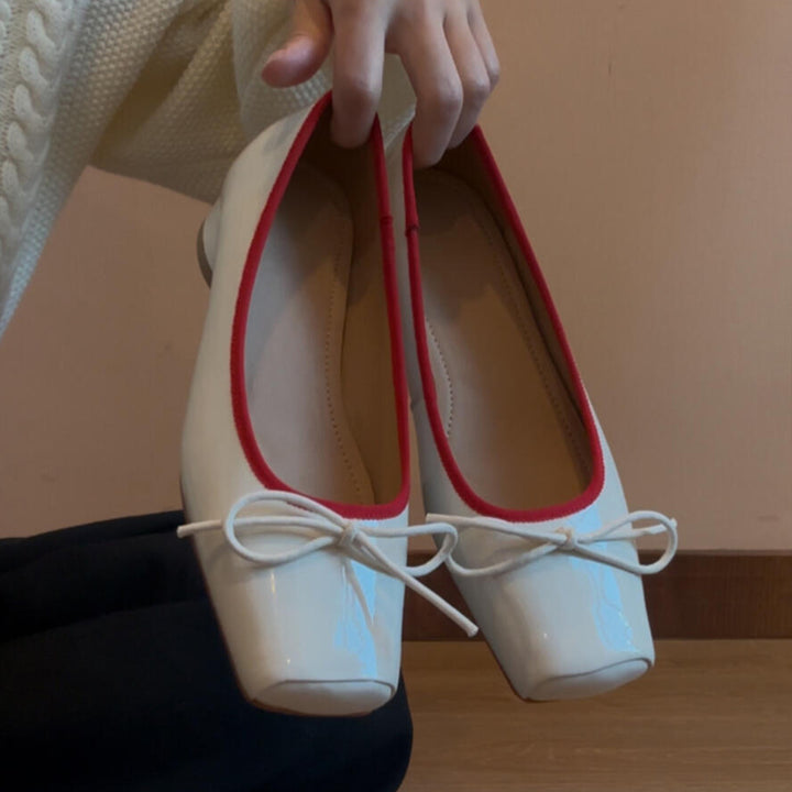 Kvinder Ballerina-flade med kvadratisk tåparti og rynkeudsmykning Stilla