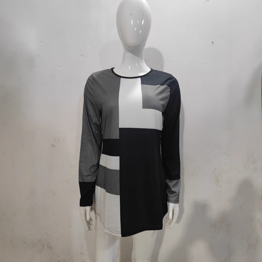 Stilla | Trendy Print Rund Hals Lange Ærmer Top