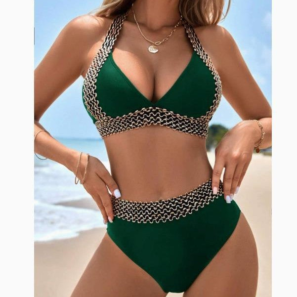 Dame Elegante Højt skåret Trekant-Bikini-Sæt Stilla